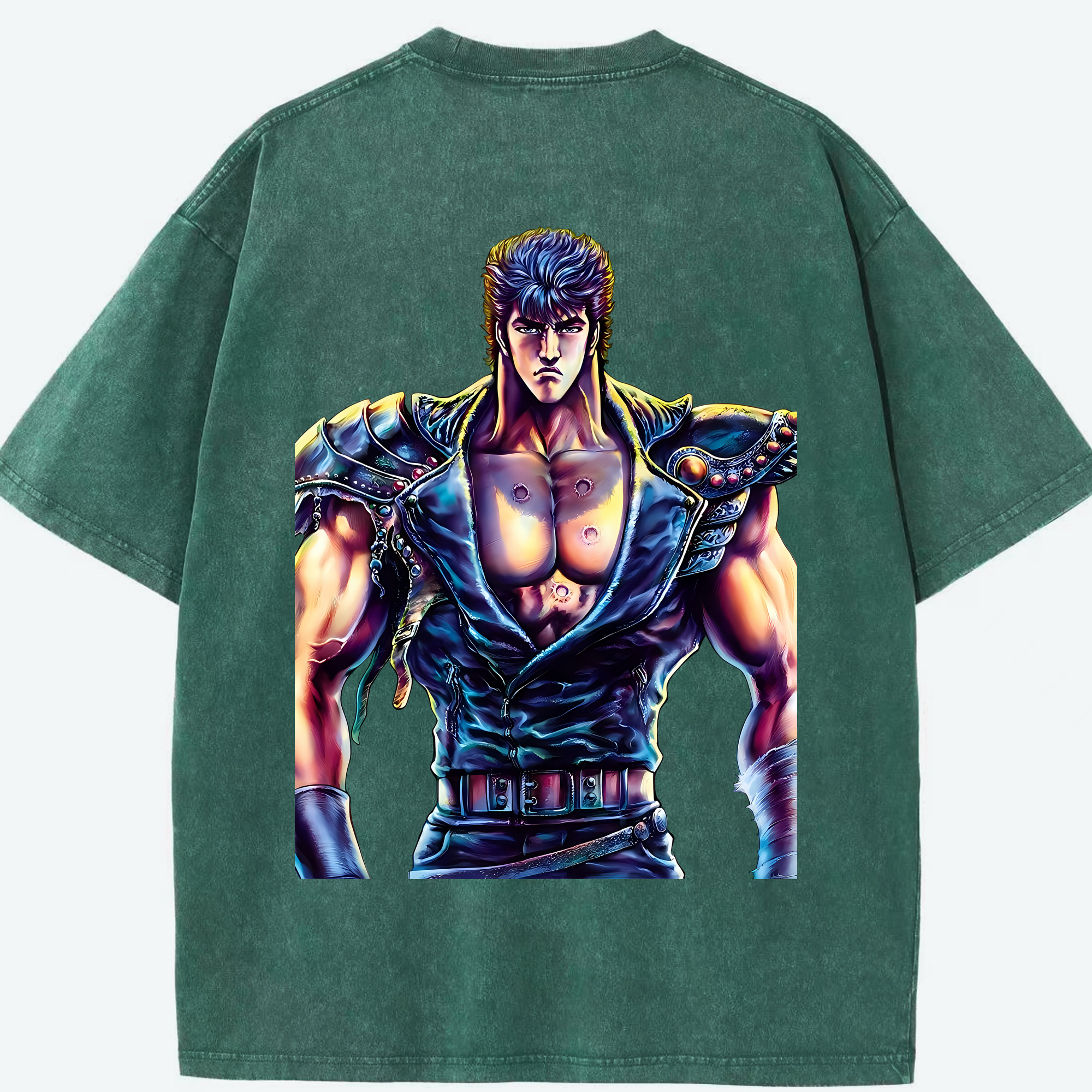 （画像用） 北斗の拳 Fist of the North Star 綿100% ヴィンテージ風 半袖Tシャツ（背面プリント）